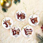 Personalized Highland Cow Christmas Initial Ceramic Ornament with Name and Year Home Decor Christmas Gift for Highland Cow Lover Family Friend