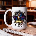 Personalized Book Dragon Ceramic Coffee Mug with Name Daily Use Birthday Gift for Book Lovers Bookworms