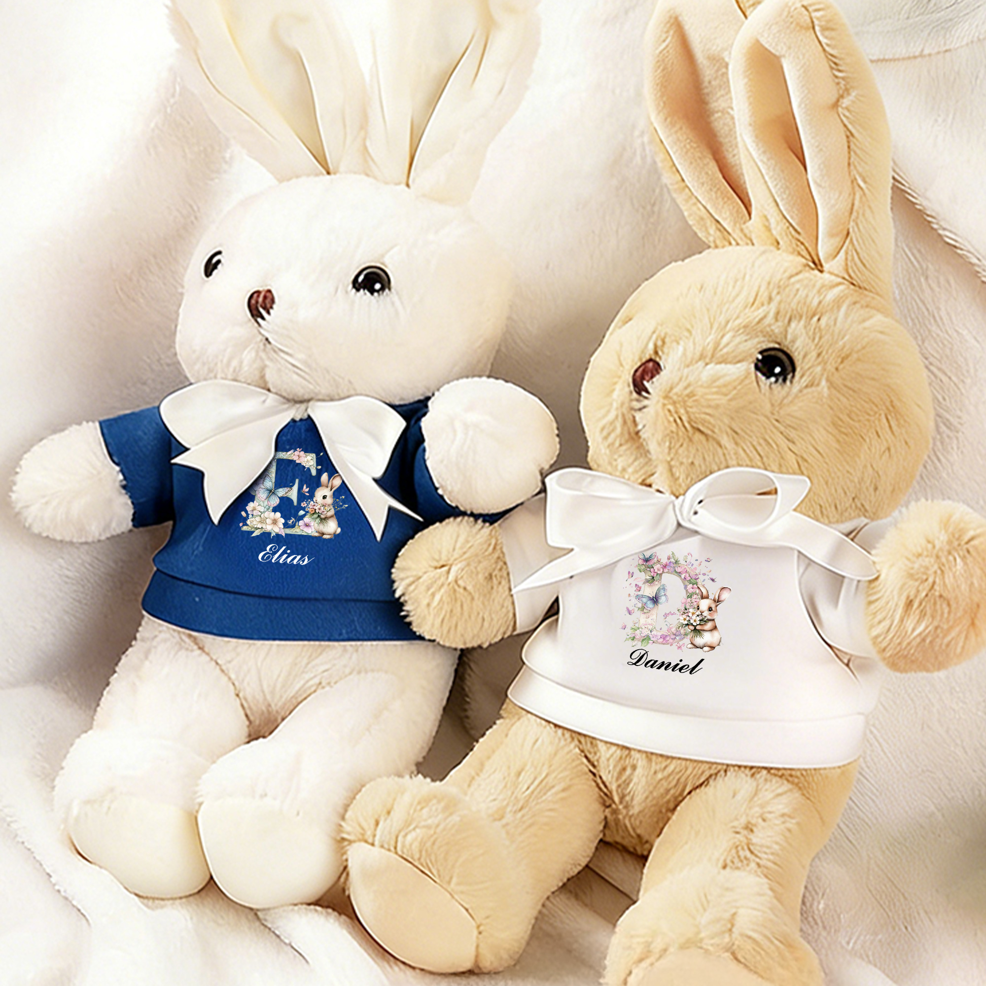 Poupée lapin de Pâques personnalisée avec nom et prénom Cadeau d'anniversaire de Pâques pour les nouveaux-nés, les enfants et les tout-petits