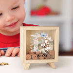 Personalised Floral Cartoon Bunny Wooden Clear Window Money Box Piggy Bank with Name and Initial Easter Gift for Boys and Girls