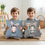 Personlig søt kanin flerfarget kasteputetrekk med navn Hjemmeinnredning Bursdagsgave til gutter jenter