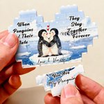 Personalized Penguin Couple Heart-Shaped Building Brick Puzzles Anniversary Valentine's Day Gift for Couple