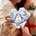 Personalized Penguin Couple Heart-Shaped Building Brick Puzzles Anniversary Valentine's Day Gift for Couple
