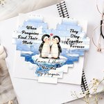 Personalized Penguin Couple Heart-Shaped Building Brick Puzzles Anniversary Valentine's Day Gift for Couple