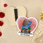 Personalized Red Fingerprint Couple Character Heart Shaped Wooden Car Visor Clip with Name and Date Valentine's Day Anniversary Gift for Couple