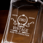Personalized Engraved Vintage Wreath Whiskey Decanter with Year Birthday Father's Day Gift for Bartender Dad Man