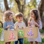 Sac en toile de jute avec nom Chasse aux oeufs Fête de Pâques Cadeau de Pâques pour Garçons Filles