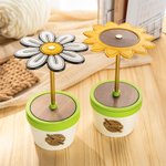Personalized Sunflower Daisy Portable Wrist Yarn Holder Storage Pot with Engraved Name Crochet Accessories Birthday Gift for Craft Knitting Lovers