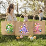 Sac en toile de jute avec nom Chasse aux oeufs Fête de Pâques Cadeau de Pâques pour Garçons Filles