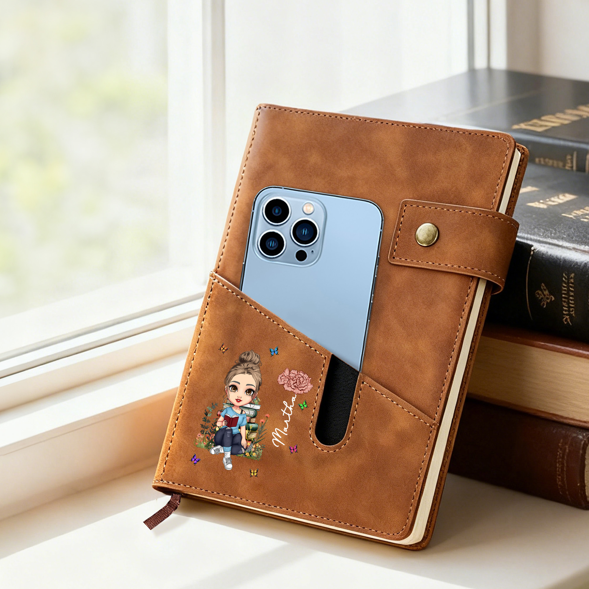 Carnet de notes A5 personnalisé avec pochette et nom Cadeau d'anniversaire pour la famille, les amis et les rats de bibliothèque