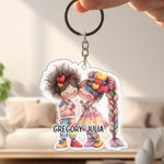 Personalized Cartoon Couple Acrylic Keychain with Names Daily Use Valentine's Day Anniversary Gift for Couple Boyfriend Girlfriend