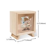 Personalised Floral Cartoon Bunny Wooden Clear Window Money Box Piggy Bank with Name and Initial Easter Gift for Boys and Girls