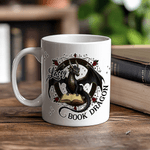 Personalized Book Dragon Ceramic Coffee Mug with Name Daily Use Birthday Gift for Book Lovers Bookworms
