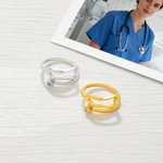 Personalized Sterling Silver Stethoscope Ring with Birthstone Nurses Week Appreciation Gift for Nurse Doctor Medical Staff