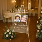 Gepersonaliseerd Kinderfoto Bruid en Bruidegom Welkomstbord met Namen en Datum Repetitiediner Bruiloft Cadeau voor Pasgetrouwden