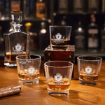 Personalized Vintage Border Initial Whiskey Decanter with Engraved Name and Date Birthday Anniversary Gift for Liquor Lover