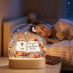 Personalized Bible Verse Floral LED Night Light with Name and Wooden Base Room Decor Christian Birthday Gift for Christian Kid