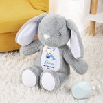 Personalised Cute Flowers Rabbit Initial Soft Bunny Plush Stuffed Toy with Name and Year First Easter Gift for Newborns Kids