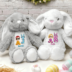 Personalized Cute Cartoon Character Initial Bunny Stuffed Toy with Name Easter Birthday Gift for Kids