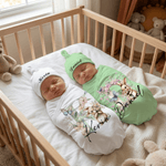 Personalisierte niedlichen Blumenstrauß Hase 100% Baumwolle wickeln Decke und Hut Set mit Namen Ostern Geburtstag Baby Dusche Geschenk für Neugeborene Babys