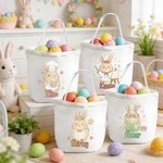 Personalisierte niedliche Ostern Kaninchen große Kapazität Leinwand Osterkorb mit Namen Eier Jagd Partei Ostern Tag Geschenk für Kinder