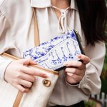 Personalized Toile De Jouy Birth Flower Hand Wallet with 1-5 Names and Multiple Compartments Birthday Anniversary Gift for Friends