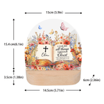 Personalized Bible Verse Floral LED Night Light with Name and Wooden Base Room Decor Christian Birthday Gift for Christian Kid