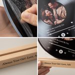 Personalized NFC Multicolor Record Style Acrylic Ornament with Text and Wooden Base Valentine's Day Anniversary Birthday Gift for Couple