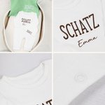 Personalisiertes Baby Outfit Set aus 100% Bio-Baumwolle mit bestickter Namen Optional mit passender Decke Geschenk für Baby frischgebackene Eltern