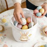 Personalisierte niedliche Ostern Kaninchen große Kapazität Leinwand Osterkorb mit Namen Eier Jagd Partei Ostern Tag Geschenk für Kinder