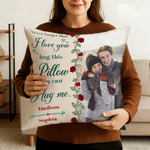 Personalized Heart Rose Photo Soft Throw Pillow Cover with Names Wedding Anniversary Gift for Couples