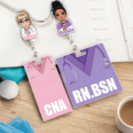 Personalised Cartoon Medical Character Acrylic Badge Reel with Name and Title Appreciation Nurse Week Gift for Doctor Nurse Medical Staff