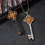 Personalisierte Dornen Iris Kreuz Gothic Schlüssel Halskette mit abnehmbarem Fach und Papier Vintage-Schmuck Geschenk für Gothic-Liebhaber
