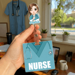 Personalised Cartoon Medical Character Acrylic Badge Reel with Name and Title Appreciation Nurse Week Gift for Doctor Nurse Medical Staff