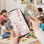 Personalized Toile De Jouy Birth Flower Hand Wallet with 1-5 Names and Multiple Compartments Birthday Anniversary Gift for Friends