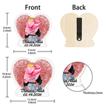 Personalized Red Fingerprint Couple Character Heart Shaped Wooden Car Visor Clip with Name and Date Valentine's Day Anniversary Gift for Couple