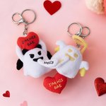 Personalised Love Heart Glow-In-The-Dark Cute Boo Plush Angel Devil Keychain with Name and Text Valentine's Day Gift for Couples