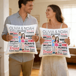 Personalized Always Soulmates Cartoon Couple Character Pillow Cover with Name Home Decor Birthday Valentine's Day Wedding Party Gift for Couple