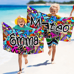 Personalisierte Graffiti Design überdimensioniert schnell trocknen Strand Handtuch mit Namen Strand Party Geburtstag Geschenk für Kinder Graffiti-Liebhaber