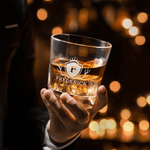 Personalized Vintage Border Initial Whiskey Decanter with Engraved Name and Date Birthday Anniversary Gift for Liquor Lover