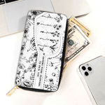 Personalized Toile De Jouy Birth Flower Hand Wallet with 1-5 Names and Multiple Compartments Birthday Anniversary Gift for Friends