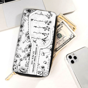 Personalized Toile De Jouy Birth Flower Hand Wallet with 1-5 Names and Multiple Compartments Birthday Anniversary Gift for Friends