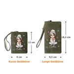 Personalisierte Cartoon-Dame Geburtsblumen Blumenstrauß Name Geldbörse mit Kartenfächern Handgelenkschlaufe Geburtstag Muttertag Geschenk für Damen