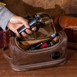 Personalised Portable Leather Football Toiletry Bag with Engraved Name and  Hook up Anniversary Travel Essential Birthday Gift for Men