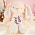 Personalized Cute Cartoon Character Initial Bunny Stuffed Toy with Name Easter Birthday Gift for Kids