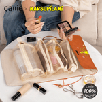 Borsa per il trucco in pelle PU con nome, regalo di compleanno essenziale per il viaggio, personalizzata in giallo e leopardo di Marsupilami | Callie × Marsupilami®