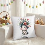 Personlig søt kanin flerfarget kasteputetrekk med navn Hjemmeinnredning Bursdagsgave til gutter jenter