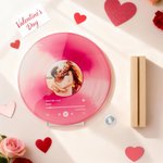 Personalized NFC Multicolor Record Style Acrylic Ornament with Text and Wooden Base Valentine's Day Anniversary Birthday Gift for Couple