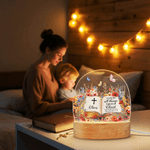 Personalized Bible Verse Floral LED Night Light with Name and Wooden Base Room Decor Christian Birthday Gift for Christian Kid