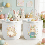 Personalisierte niedliche Ostern Kaninchen große Kapazität Leinwand Osterkorb mit Namen Eier Jagd Partei Ostern Tag Geschenk für Kinder